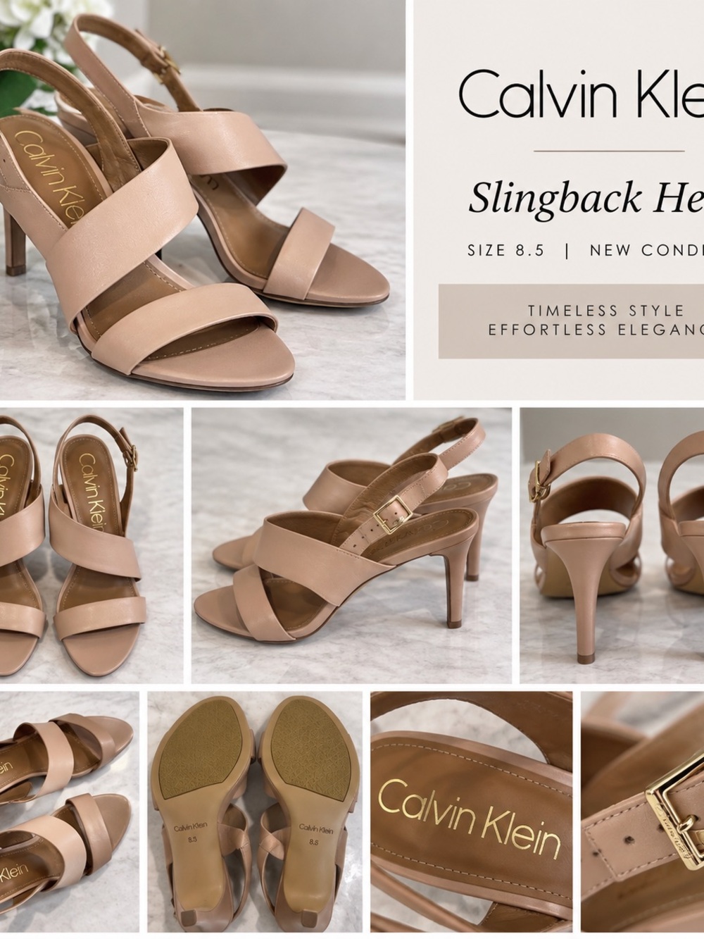 Calvin Klein Nude Slingback Heels
